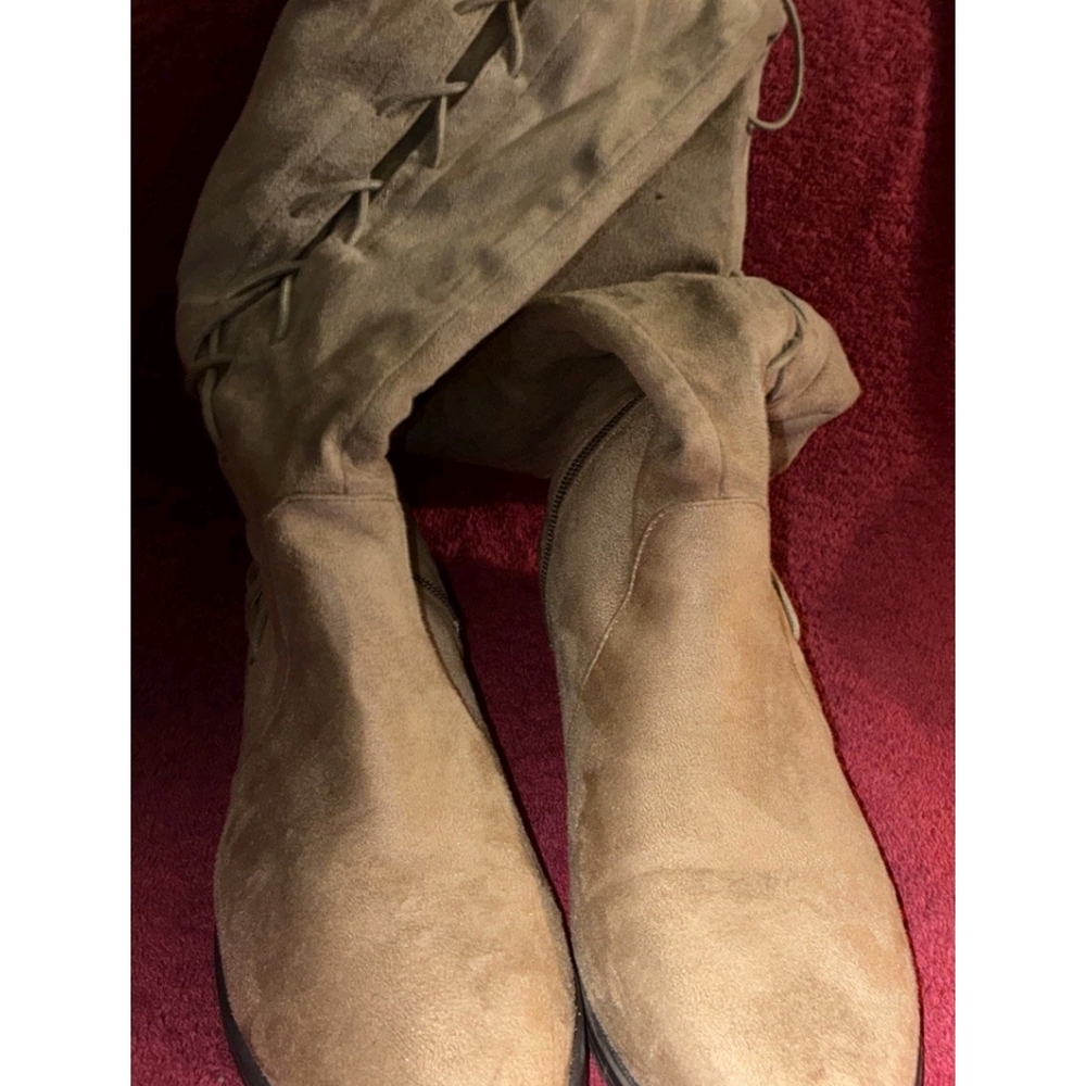 Restricted Tan Over the Knee Suede Boots